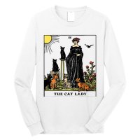 The Cat Lady Tarot Card Vintage Gothic Women Cat Mom Long Sleeve Shirt