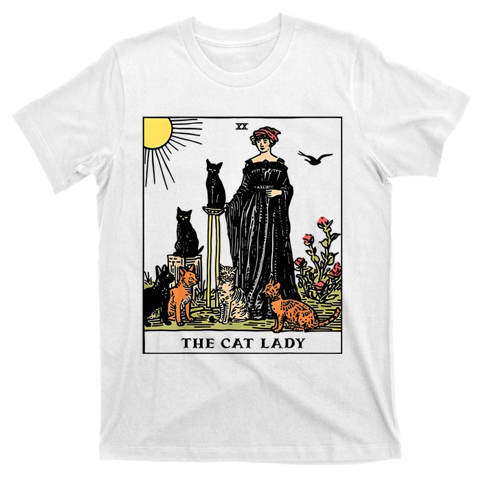 The Cat Lady Tarot Card Vintage Gothic Women Cat Mom T-Shirt