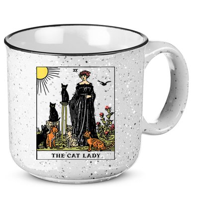 The Cat Lady Tarot Card Vintage Gothic Women Cat Mom 15oz Campfire Ceramic Mug