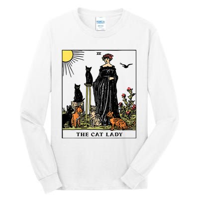 The Cat Lady Tarot Card Vintage Gothic Women Cat Mom Tall Long Sleeve T-Shirt