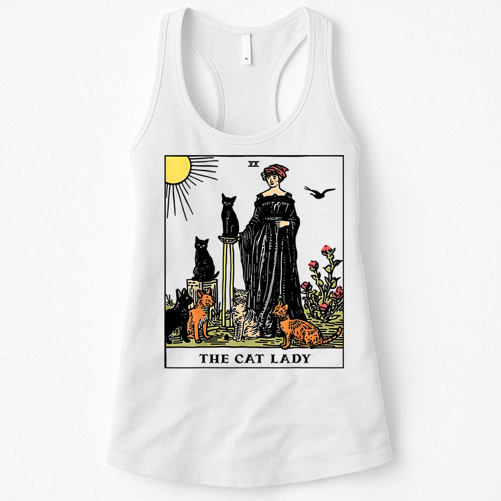The Cat Lady Tarot Card Vintage Gothic Women Cat Mom Womens Tank Top