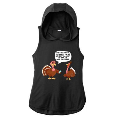 Thanksgiving Cute Lil Turkey Boys Thanksgiving Ladies PosiCharge Tri-Blend Wicking Draft Hoodie Tank