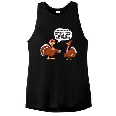 Thanksgiving Cute Lil Turkey Boys Thanksgiving Ladies PosiCharge Tri-Blend Wicking Tank