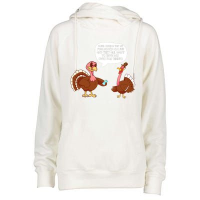 Thanksgiving Cute Lil Turkey Boys Thanksgiving Womens Funnel Neck Pullover Hood