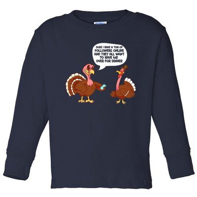 Thanksgiving Cute Lil Turkey Boys Thanksgiving Toddler Long Sleeve Shirt