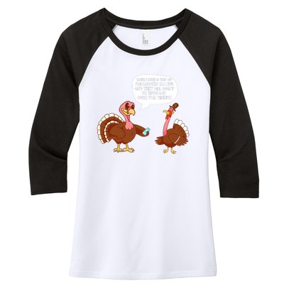 Thanksgiving Cute Lil Turkey Boys Thanksgiving Women's Tri-Blend 3/4-Sleeve Raglan Shirt