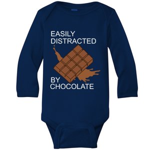 Tasty Chocolate Lover Distracted By Chocolate Cute Gift Baby Long Sleeve Bodysuit