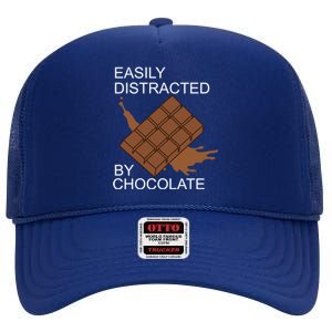 Tasty Chocolate Lover Distracted By Chocolate Cute Gift High Crown Mesh Back Trucker Hat