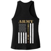 Thin Camo Line United States Army Flag Back Print Ladies PosiCharge Tri-Blend Wicking Tank
