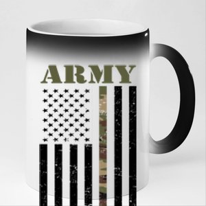 Thin Camo Line United States Army Flag Back Print 11oz Black Color Changing Mug