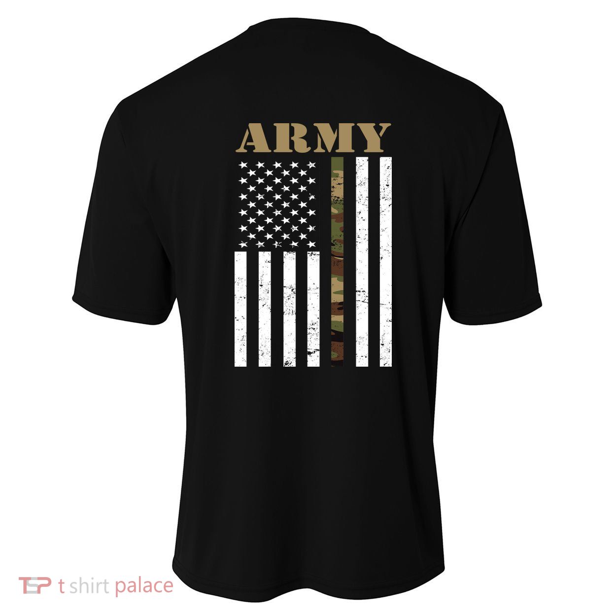Thin Camo Line United States Army Flag Back Print Youth Performance Sprint T-Shirt