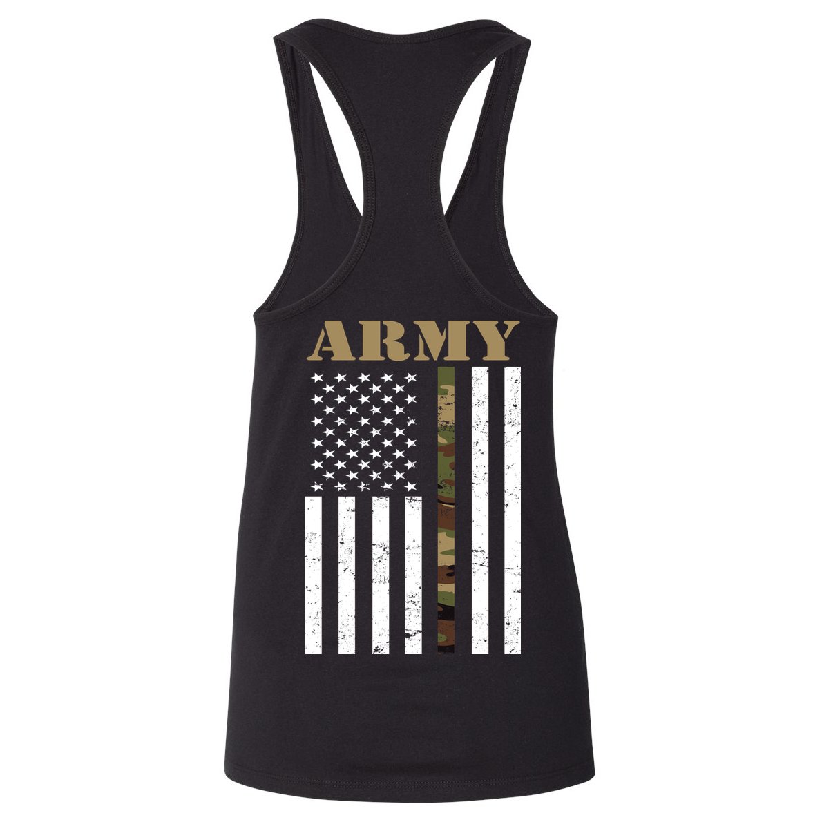 Thin Camo Line United States Army Flag Back Print Womens Tank Top