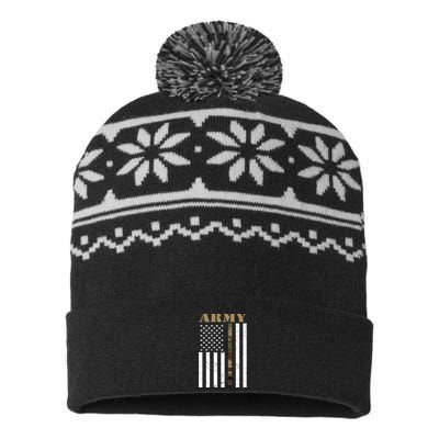 Thin Camo Line United States Army Flag Back Print USA-Made Snowflake Beanie