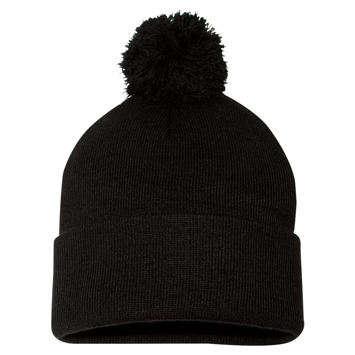 Thin Camo Line United States Army Flag Back Print Pom Pom 12in Knit Beanie