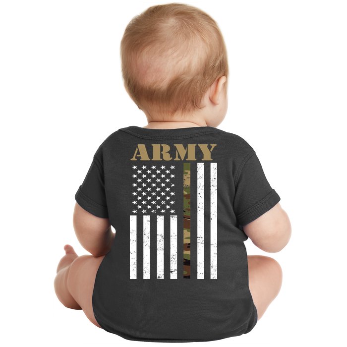 Thin Camo Line United States Army Flag Back Print Baby Bodysuit