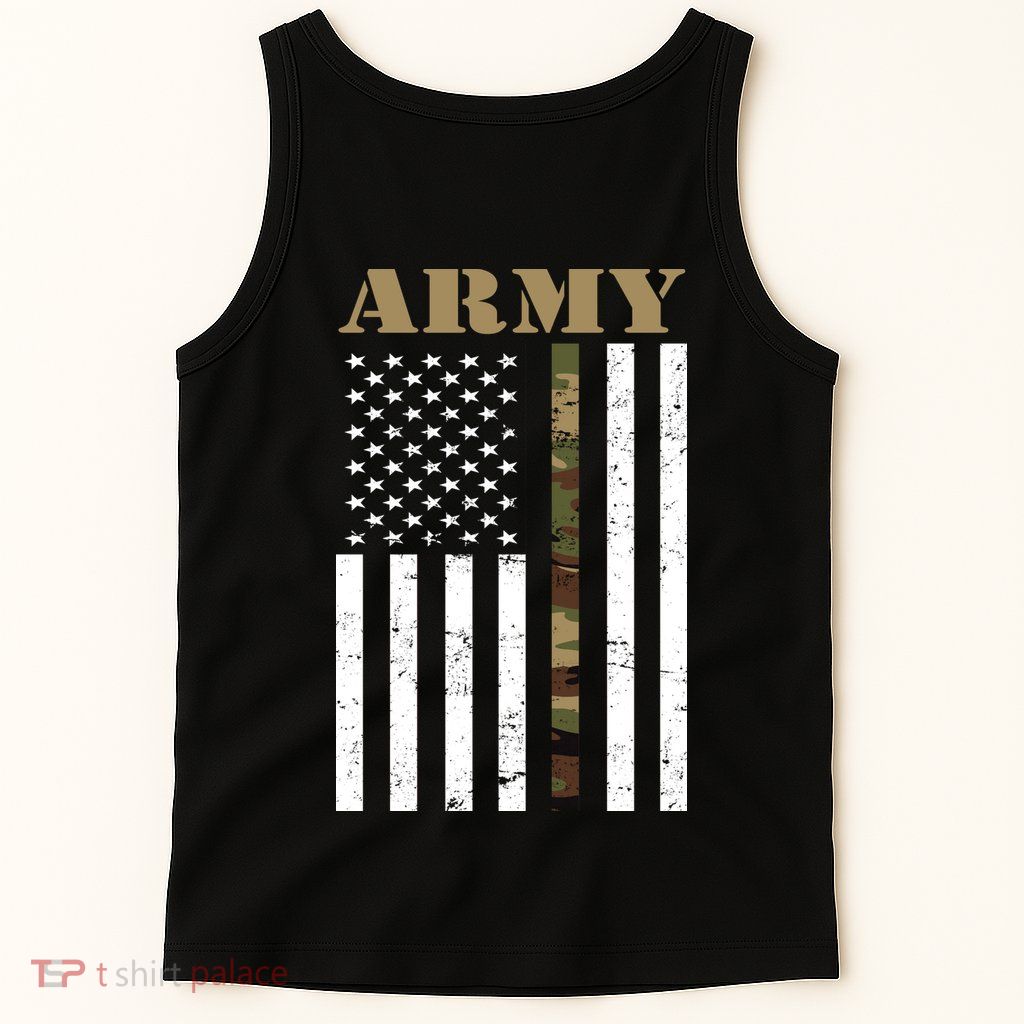 Thin Camo Line United States Army Flag Back Print Tank Top