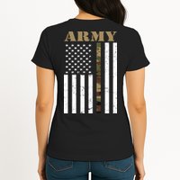 Thin Camo Line United States Army Flag Back Print Womens T-Shirt