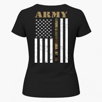Thin Camo Line United States Army Flag Back Print Womens T-Shirt