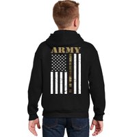 Thin Camo Line United States Army Flag Back Print Kids Hoodie