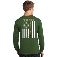 Thin Camo Line United States Army Flag Back Print Long Sleeve Shirt