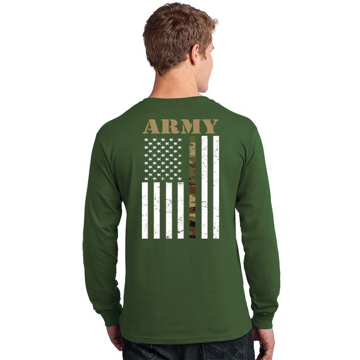 Thin Camo Line United States Army Flag Back Print Long Sleeve Shirt