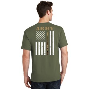 Thin Camo Line United States Army Flag Back Print T-Shirt