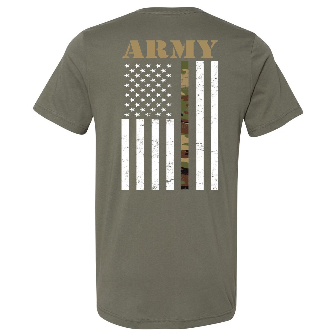 Thin Camo Line United States Army Flag Back Print V-Neck T-Shirt