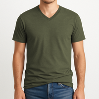Thin Camo Line United States Army Flag Back Print V-Neck T-Shirt