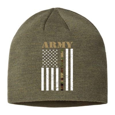 Thin Camo Line United States Army Flag Back Print Sustainable Beanie