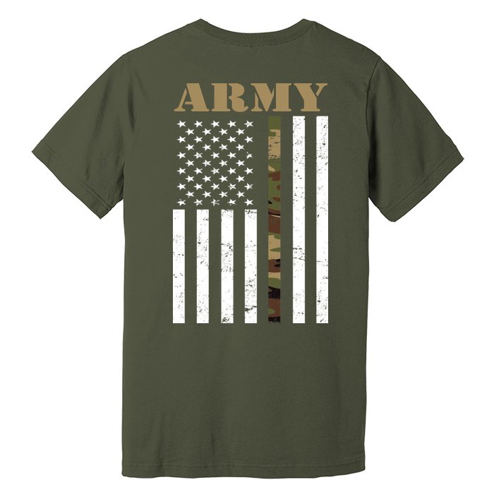 Thin Camo Line United States Army Flag Back Print Premium T-Shirt