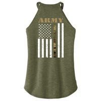 Thin Camo Line United States Army Flag Back Print Women's Perfect Tri Rocker Tank
