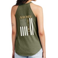 Thin Camo Line United States Army Flag Back Print Women's Perfect Tri Rocker Tank
