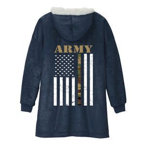 Thin Camo Line United States Army Flag Back Print Hooded Wearable Blanket