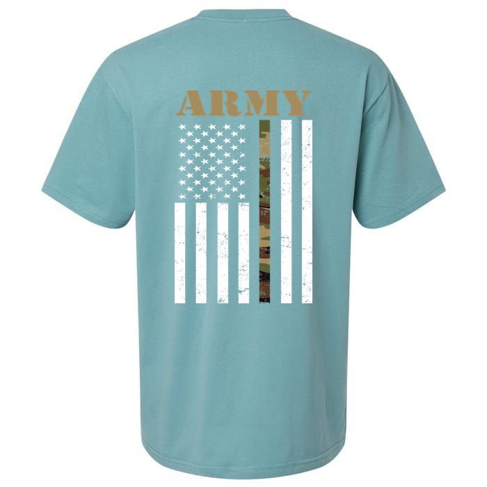 Thin Camo Line United States Army Flag Back Print Sueded Cloud Jersey T-Shirt