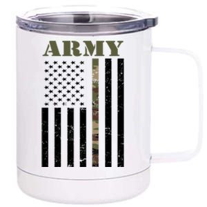 Thin Camo Line United States Army Flag Back Print 12 oz Stainless Steel Tumbler Cup