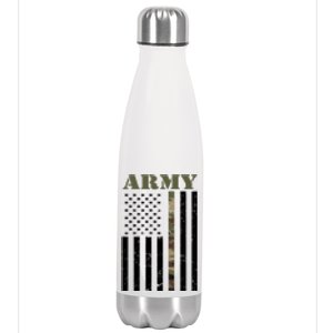 Thin Camo Line United States Army Flag Back Print Stainless Steel Insulated Water Bottle