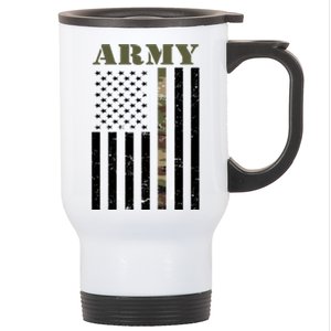 Thin Camo Line United States Army Flag Back Print Stainless Steel Travel Mug