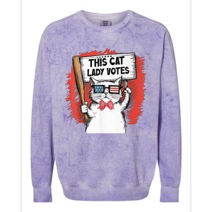 This Cat Lady Votes President Election Vote Cute Cat Kamala President 2024 Colorblast Crewneck Sweatshirt