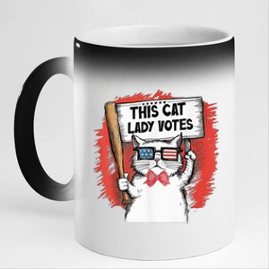 This Cat Lady Votes President Election Vote Cute Cat Kamala President 2024 11oz Black Color Changing Mug