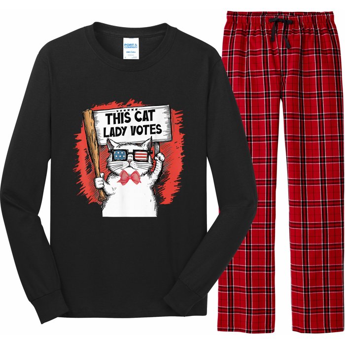 This Cat Lady Votes President Election Vote Cute Cat Kamala President 2024 Long Sleeve Pajama Set