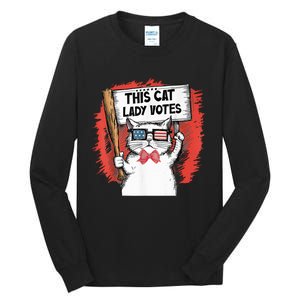 This Cat Lady Votes President Election Vote Cute Cat Kamala President 2024 Tall Long Sleeve T-Shirt