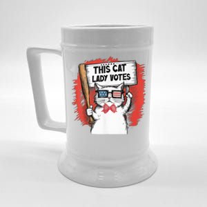 This Cat Lady Votes President Election Vote Cute Cat Kamala President 2024 Beer Stein