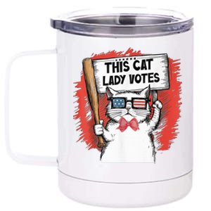 This Cat Lady Votes President Election Vote Cute Cat Kamala President 2024 12 oz Stainless Steel Tumbler Cup