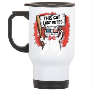 This Cat Lady Votes President Election Vote Cute Cat Kamala President 2024 Stainless Steel Travel Mug