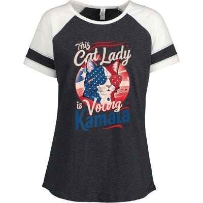 This Cat Lady Is Voting Kamala Harris Presiden 2024 Usa Enza Ladies Jersey Colorblock Tee