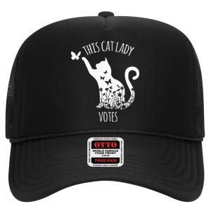 This Cat Lady Votes Ladies Is Voting Kamala High Crown Mesh Back Trucker Hat