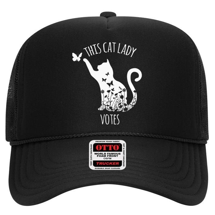 This Cat Lady Votes Ladies Is Voting Kamala High Crown Mesh Back Trucker Hat