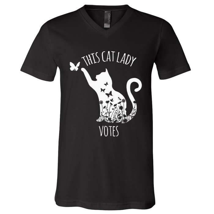 This Cat Lady Votes Ladies Is Voting Kamala V-Neck T-Shirt