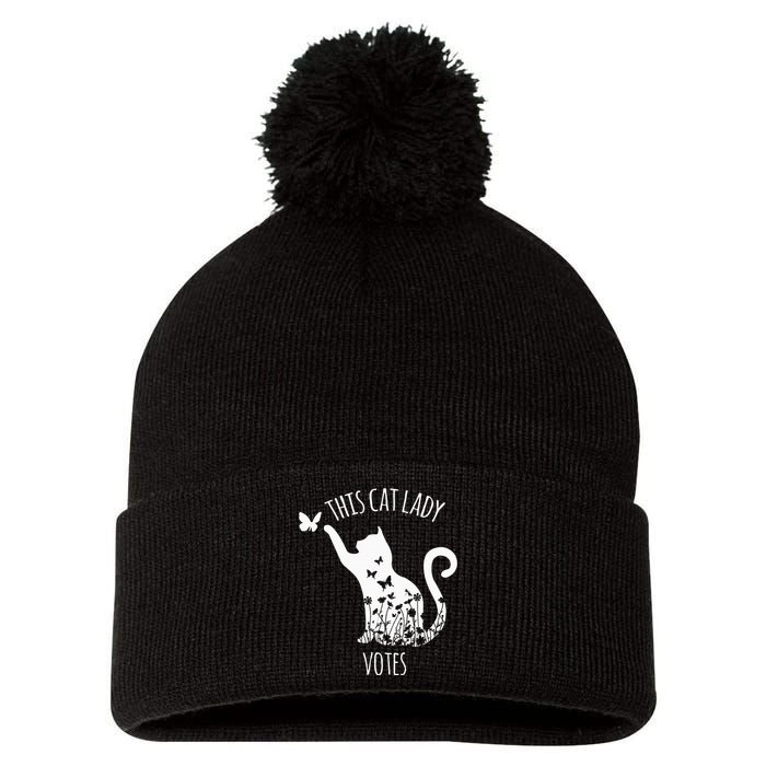 This Cat Lady Votes Ladies Is Voting Kamala Pom Pom 12in Knit Beanie