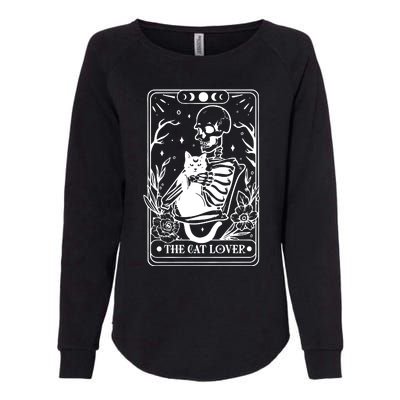 The Cat Lover Tarot Card Black Cat Skeleton Tarot Card Womens California Wash Sweatshirt